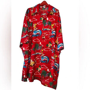 Alivish men’s red Hawaiian Christmas Santa shirt Mele Kalikimaka sz 3XL